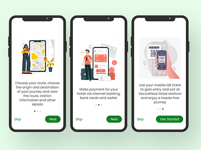 Onboarding Screens for a Railway ticketing app design mobile app product design ui ux