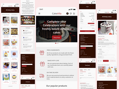 Mobile Screens for CakeVilla Website product design ui ux website design