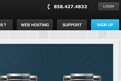 signup and login buttons clean hosting sunburst