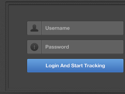 iPad login screen, coming this month blue button dark ui input fields ipad login