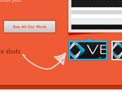 See All Our Work arrow blue button helvetica neue kreon orange slider