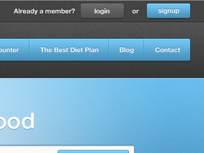 Login or signup blue buttons dark helvetica neue nav navigation patterns ui ux