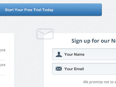 Start Your Free Trial Today blue button clean input fields newsletter soft ui ux white