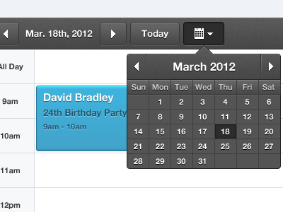 Simple Calendar, having so much fun with this project black button calendar dark date picker light noise ui ux
