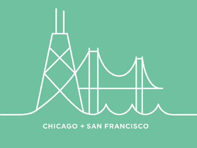 Chicago + San Francisco chicago cities illustration line drawing san francisco vector