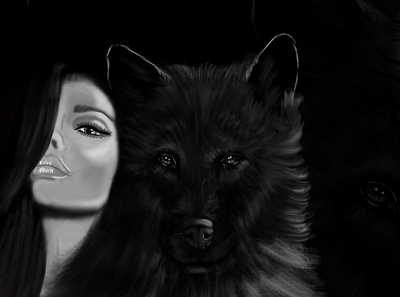 Girl and Wolf design illustration