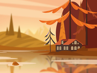 Дом в лесу: осень design illustration