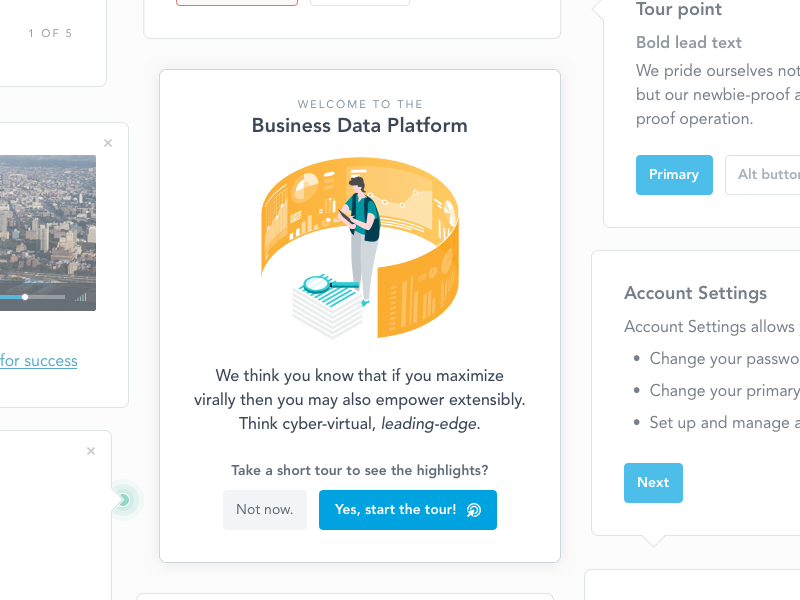 Platform Welcome Tour product design platform walkthrough guide tour
