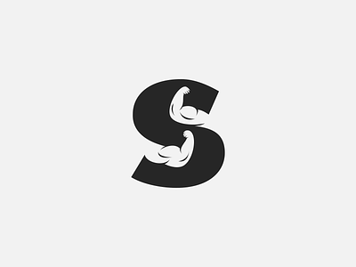 Strong Muscle branding dual meaning fit fitness graphic design gym health letter s logo muscle negative space simple sport