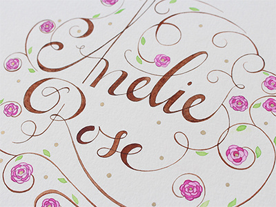 Anelie2 Dribbble gold hand lettering water colors