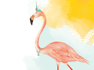 Flamigo Dribbble digital painting illustration watercolor effect