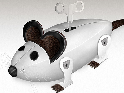 Wind-Up Toy Mouse being nostalgic illustration mouse