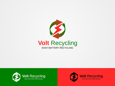 Volt Recycling Logos argrafis battery branding design energy green logo modern professional recycle red simple typography vector volt voltage wordmark