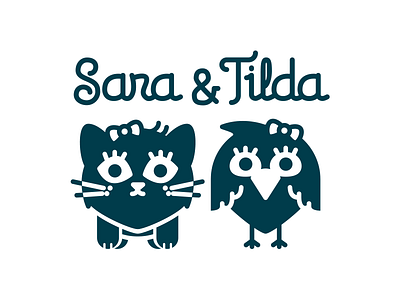 Sara & Tilda © - logo blue characters graphic logo sara tilda