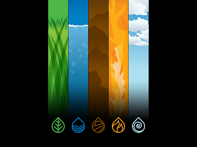 elements (abstractions) air earth elements fire green nature pictograms water
