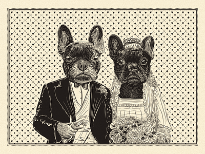 dogs' wedding card dogs illustration wedding