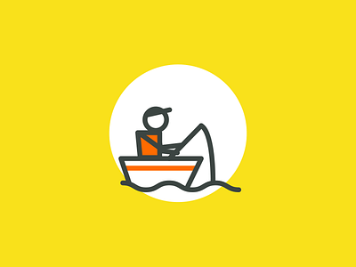 patience boat card emphatic fisherman grey orange patience pictogram yellow