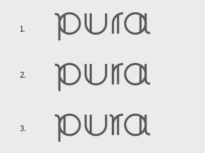 pura grey letter logo pura type