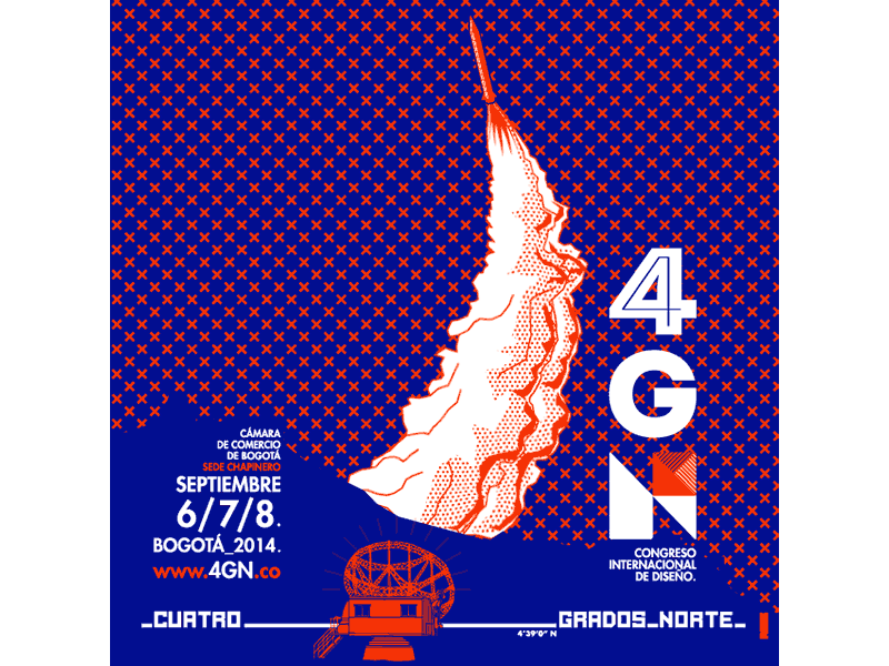 Poster 4GN - Rocket 4gn animation blue bogotá colombia congress graphic design orange poster rocket september