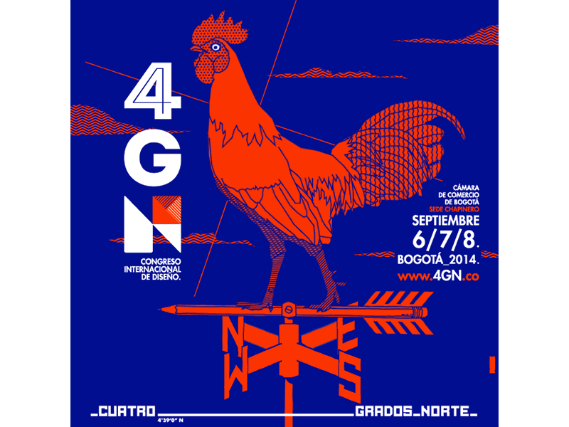 Poster 4GN - Weathercock 4gn animation blue bogotá colombia congress graphic design orange poster september weathercock