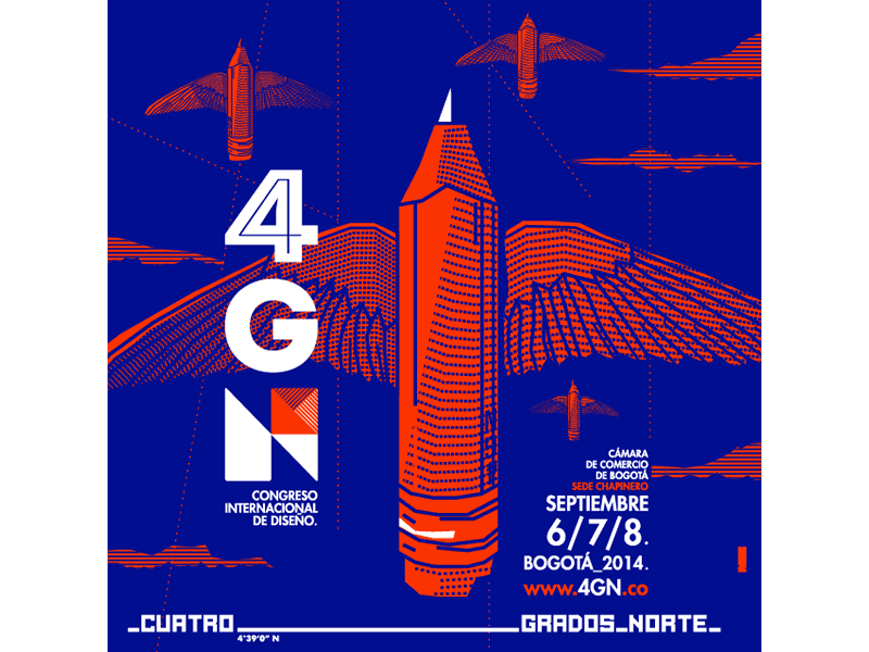 Poster 4GN - Pencils 4gn animation blue bogotá colombia congress four graphic design orange pencils poster september
