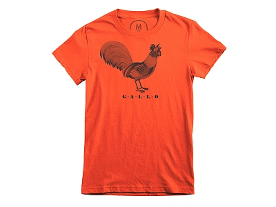 Gallo T-shirt coral cotton bureau gallo illustration lines noblanco rooster t shirt