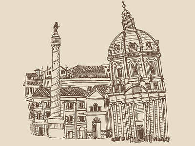 A little bit of Italy: Roma architecture brown illustration italy lines raw sketch