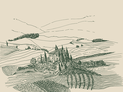 A little bit of Italy: Toscana green illustration italy landscape lines raw sketch