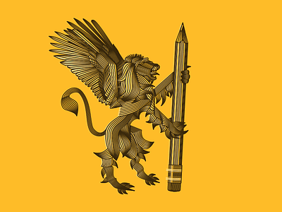 Lion black heraldic illustration lines lion noblanco pencil vectors yellow