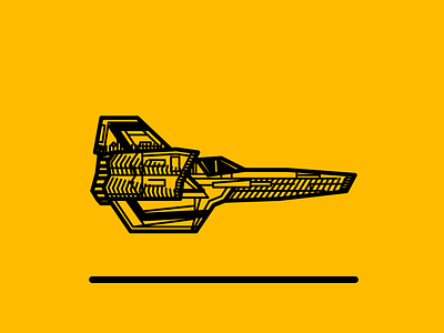 childhood 016 80s black childhood galactica illustration lines noblanco spaceship vector yellow