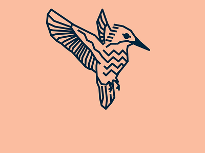 KingFisher 03 bird blue illustration kingfisher lines pink
