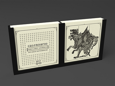 Calendar - Front Cover animal calendar fantastic illustration letterpress lines