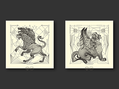 Calendar Images [ 03 | 04 ] animals black calendar cream dragon fabulares illustration letterpress lines