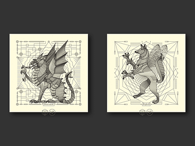 Calendar Images [ 05 | 06 ] animals black calendar cream dragon fabulares illustration letterpress lines