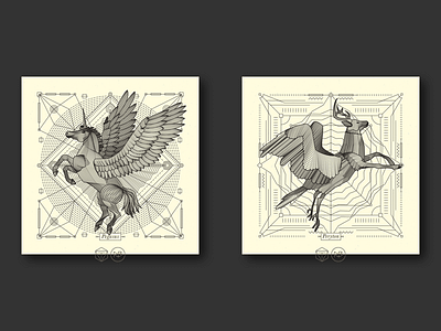 Calendar Images [ 09 | 10 ] animals black calendar cream fabulares illustration letterpress lines pegasus peryton