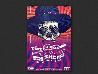 concert poster concert hat hendrix illustration poster psychedelic skull