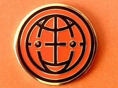 Pin «Little Friends Without Borders» black friends friendship globe golden orange pin world