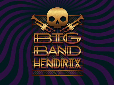 Big Band Hendrix band concert golden purple skull