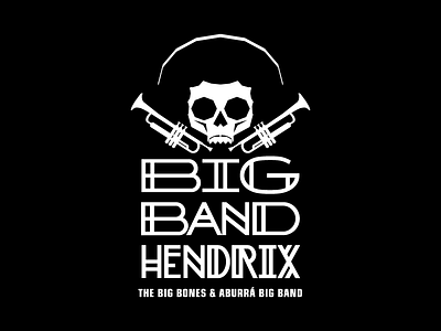 Big Band Hendrix afro band black concert golden hendrix purple simple skull white