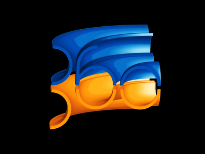 Tres Seis Cero 360 blue curves extrusion logo orange