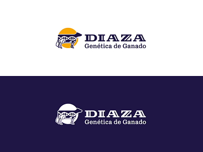 Cattle Genetics blue cattle cow diaza logo symbol white yellow