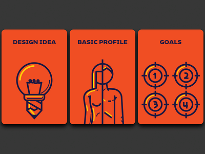 Profile Cards (part 1) blue cards concepts illustration line orange yellow