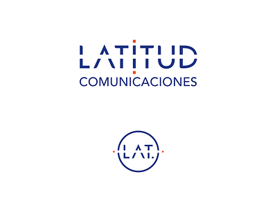 Latitud(e) Logo blue brand communications latitude letters logo orange