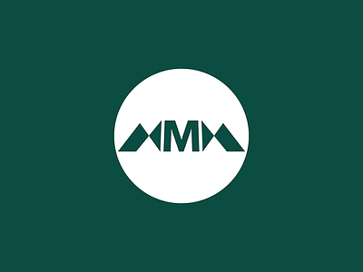 Medellin Mountains. Monogram green logo m monogram solid white