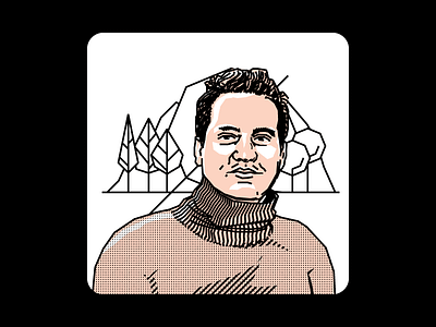 Santiago Mejia black columnist halftone illustration lines pink portrait simple veep