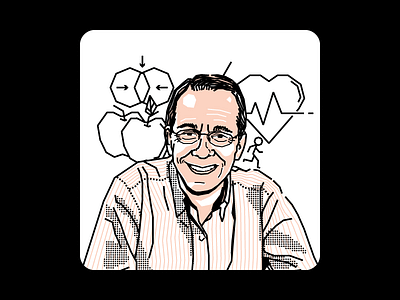 Jorge Vega black columnist halftone illustration lines pink portrait simple veep