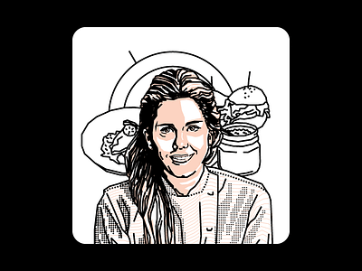 Andrea Trujillo black columnist halftone illustration lines pink portrait simple veep