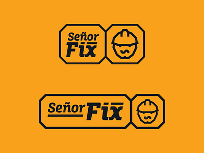 Señor Fix black brand fix handyman logo mustache s vector yellow