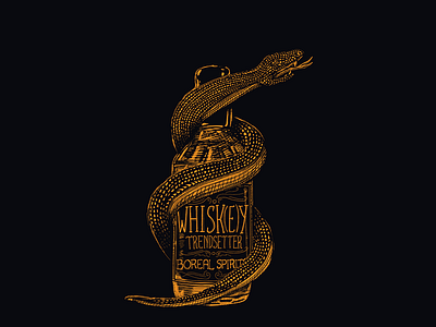 Boreal Tee black drawing illustration snake whiskey