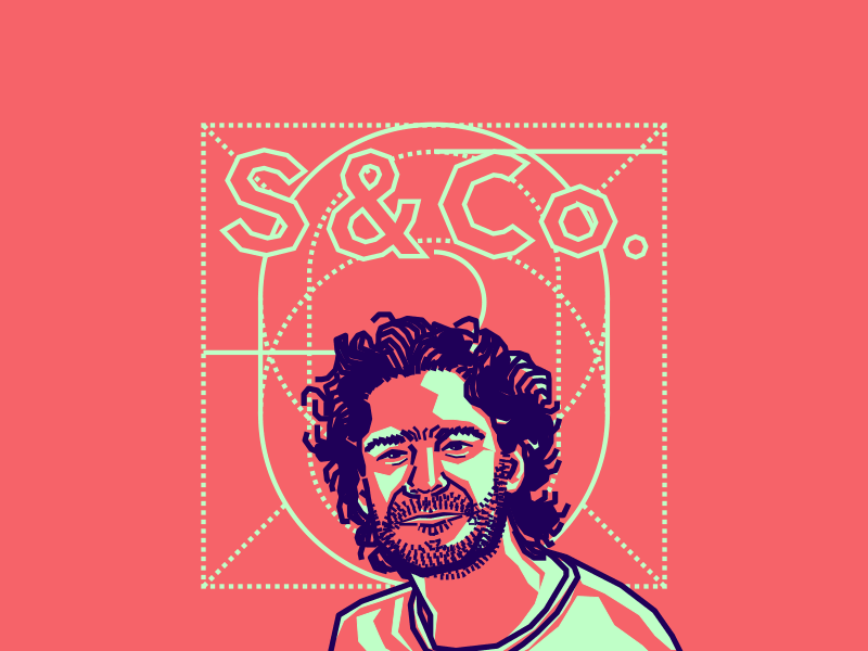 Oliver Siegenthaler portrait illustration vector pink blue colombian designer